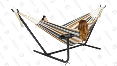 Double Hammock Set w/ Steel Stand, Cup Holder, Carrying Bag | $55 | Best Choice Products